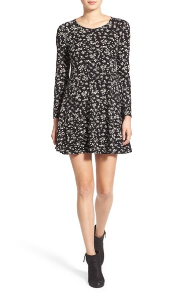 Long Sleeve Cream Shift Dress