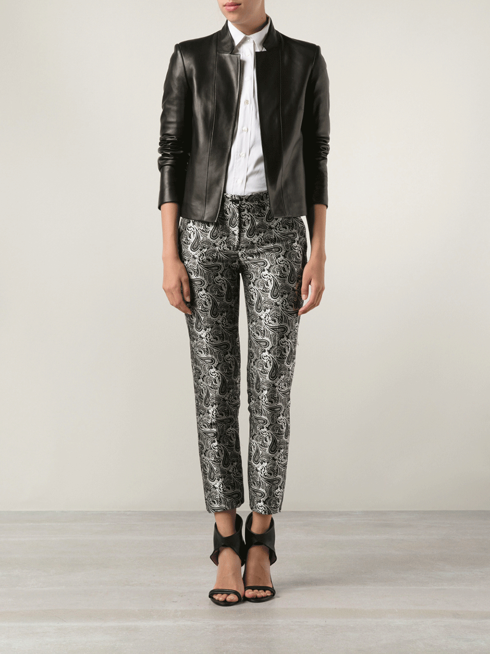 Michael Kors Stand Lapel Leather Jacket In Black Lyst Gallery