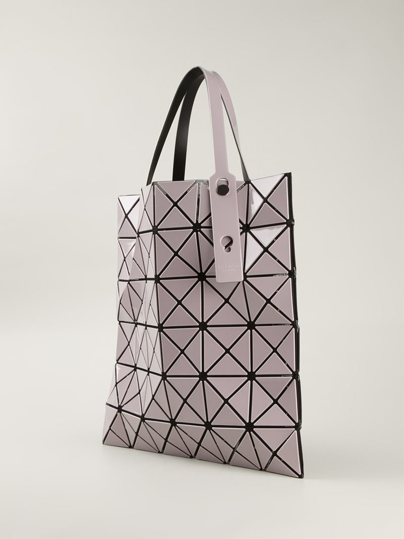 Bao bao issey miyake Geometric Pattern Tote Bag in Gray | Lyst