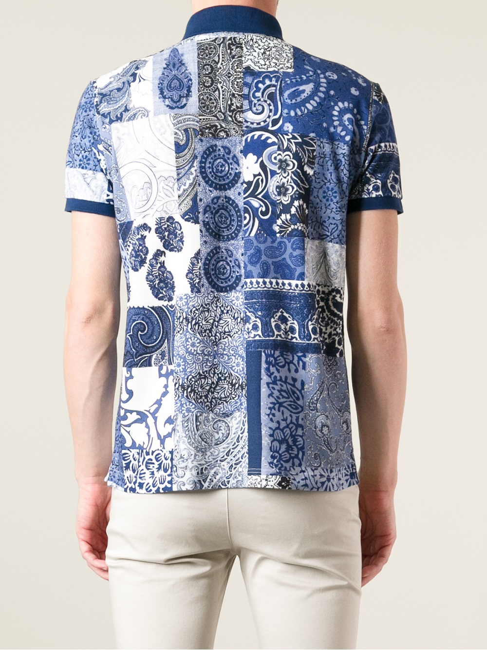 Lyst - Etro Patchwork Print Polo Shirt in Blue for Men