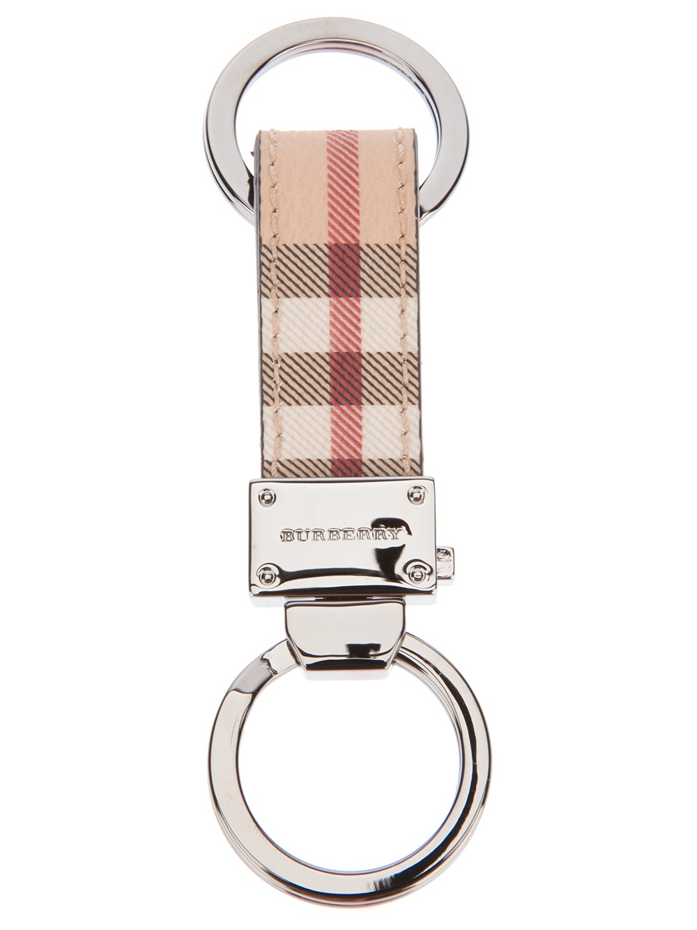 Lyst - Burberry Brit Checked Print Key Ring in Natural for Men