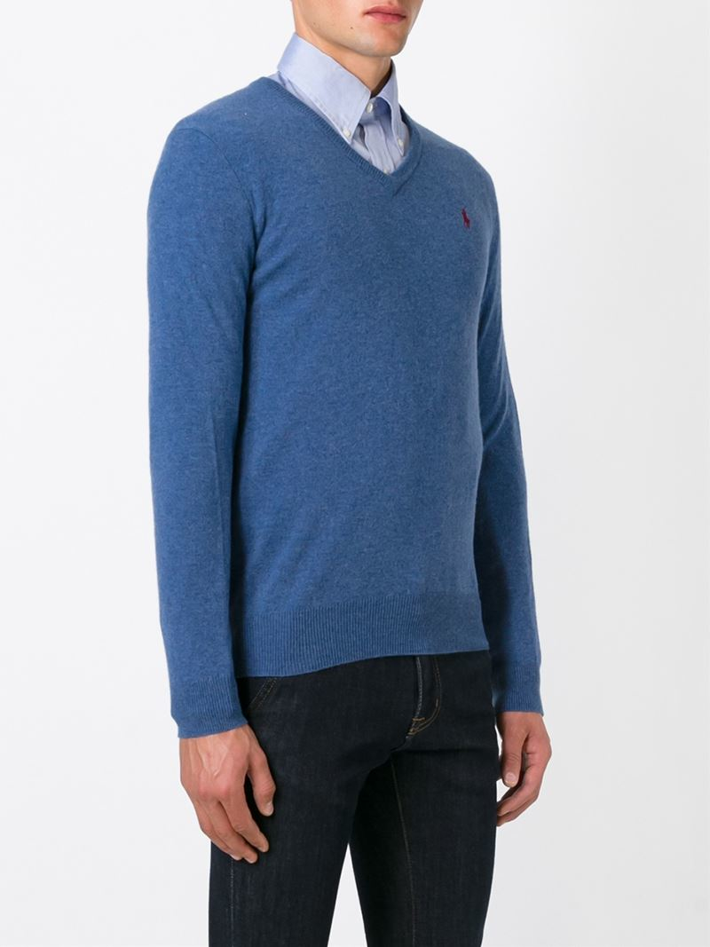 Lyst - Polo Ralph Lauren Logo Embossed Sweater in Blue for Men