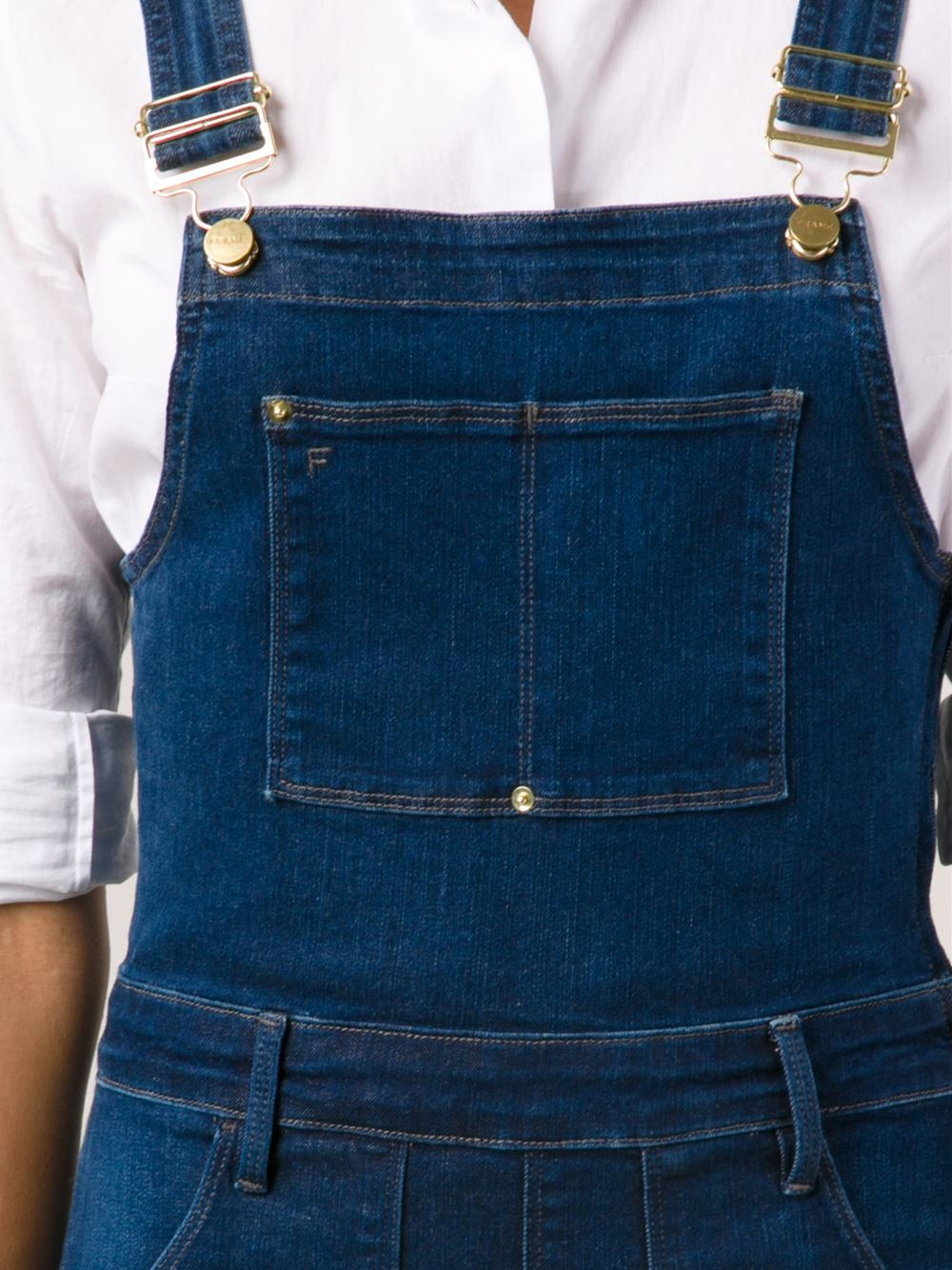 Lyst Frame High Flare Overalls in Blue