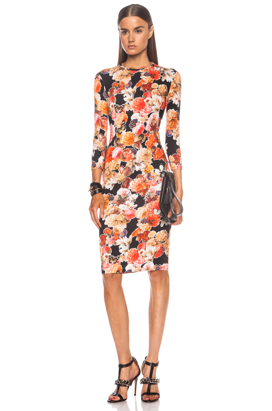 Lyst - Givenchy Long Sleeve Floral Print Viscose-blend Dress