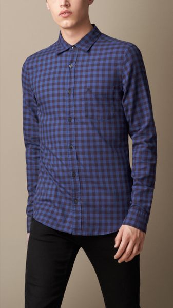 Burberry Cotton Gingham Shirt in Blue for Men (navy) | Lyst