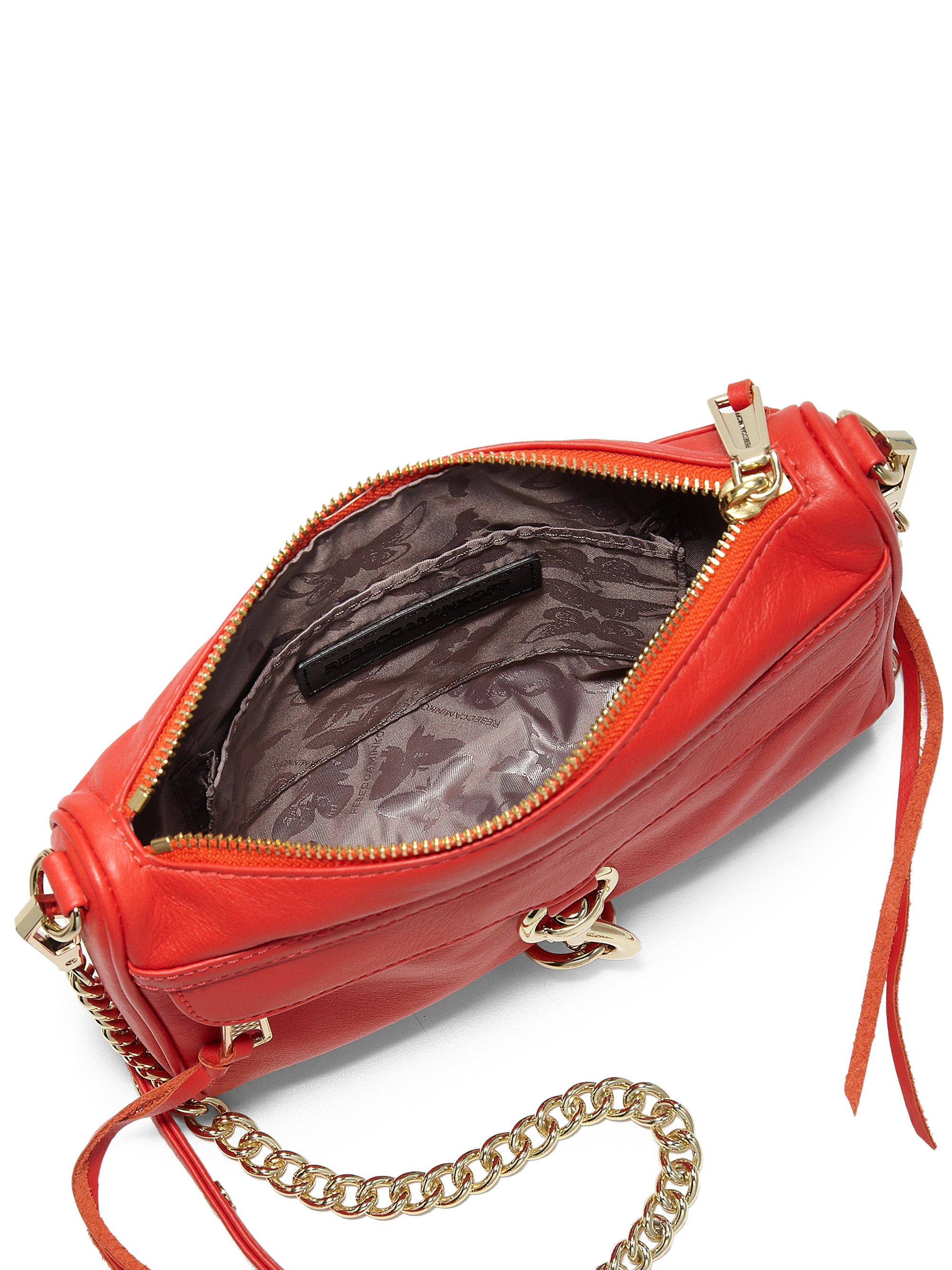 Rebecca minkoff Mini Mac Convertible Leather Crossbody Bag in Red (cherry) | Lyst