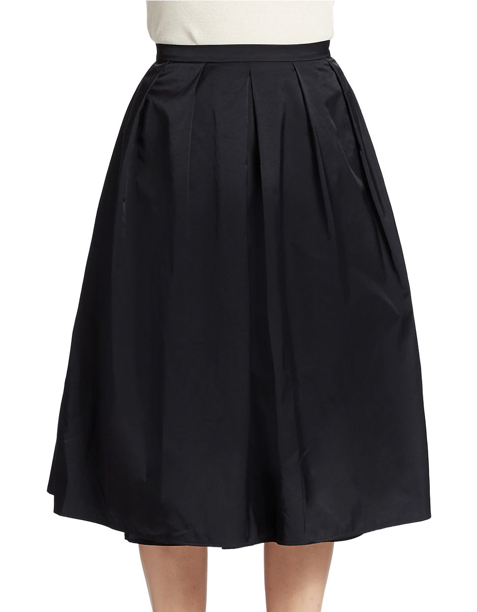 424 fifth Faille Tea-Length Skirt in Black | Lyst