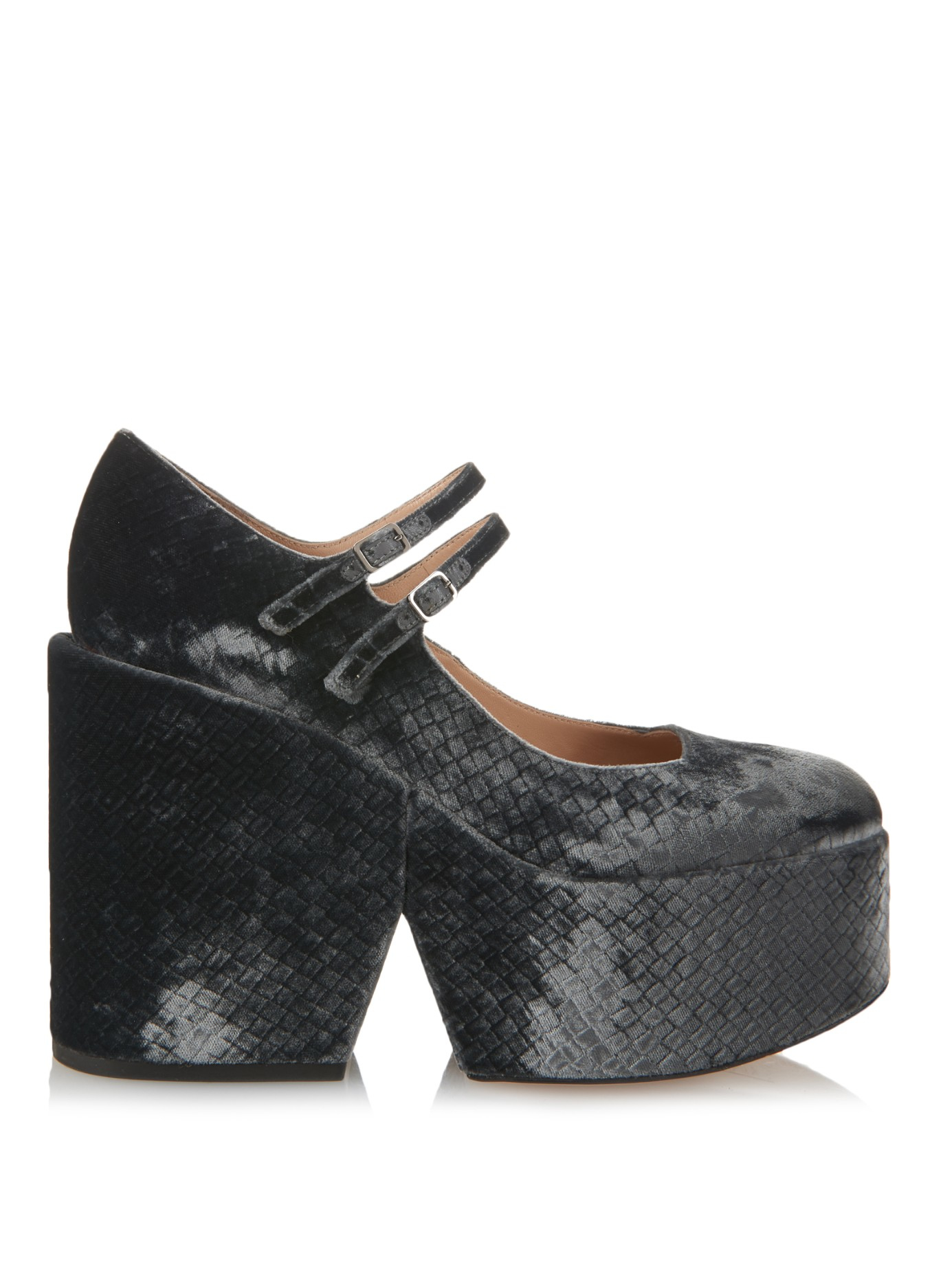 gray velvet pumps
