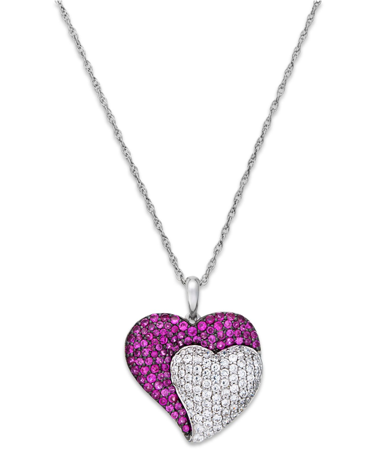 Macy's Ruby (1-1/4 Ct. T.w.) And Diamond (1/2 Ct. T.w.) Heart Pendant ...