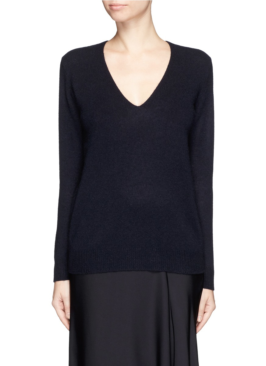 Lyst - Theory 'adrianna Rl' Cashmere V-neck Sweater in Blue