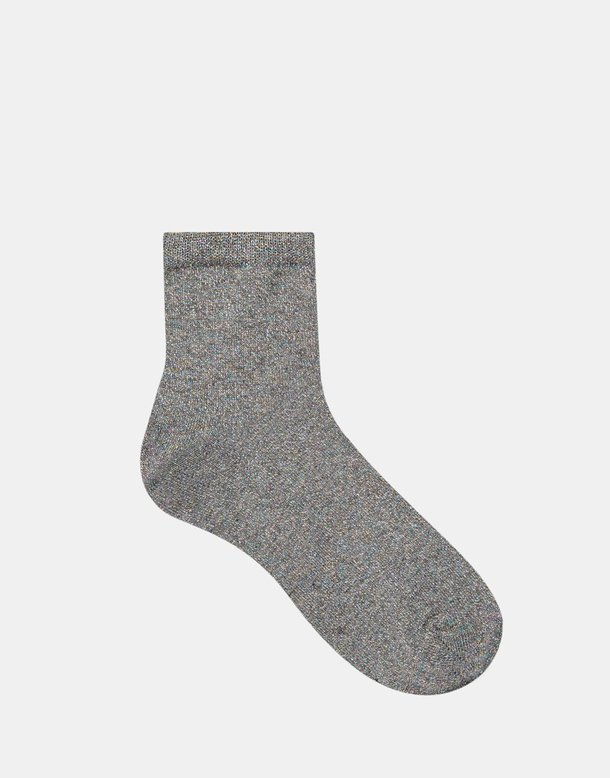 Lyst Asos Glitter Ankle Socks in Gray