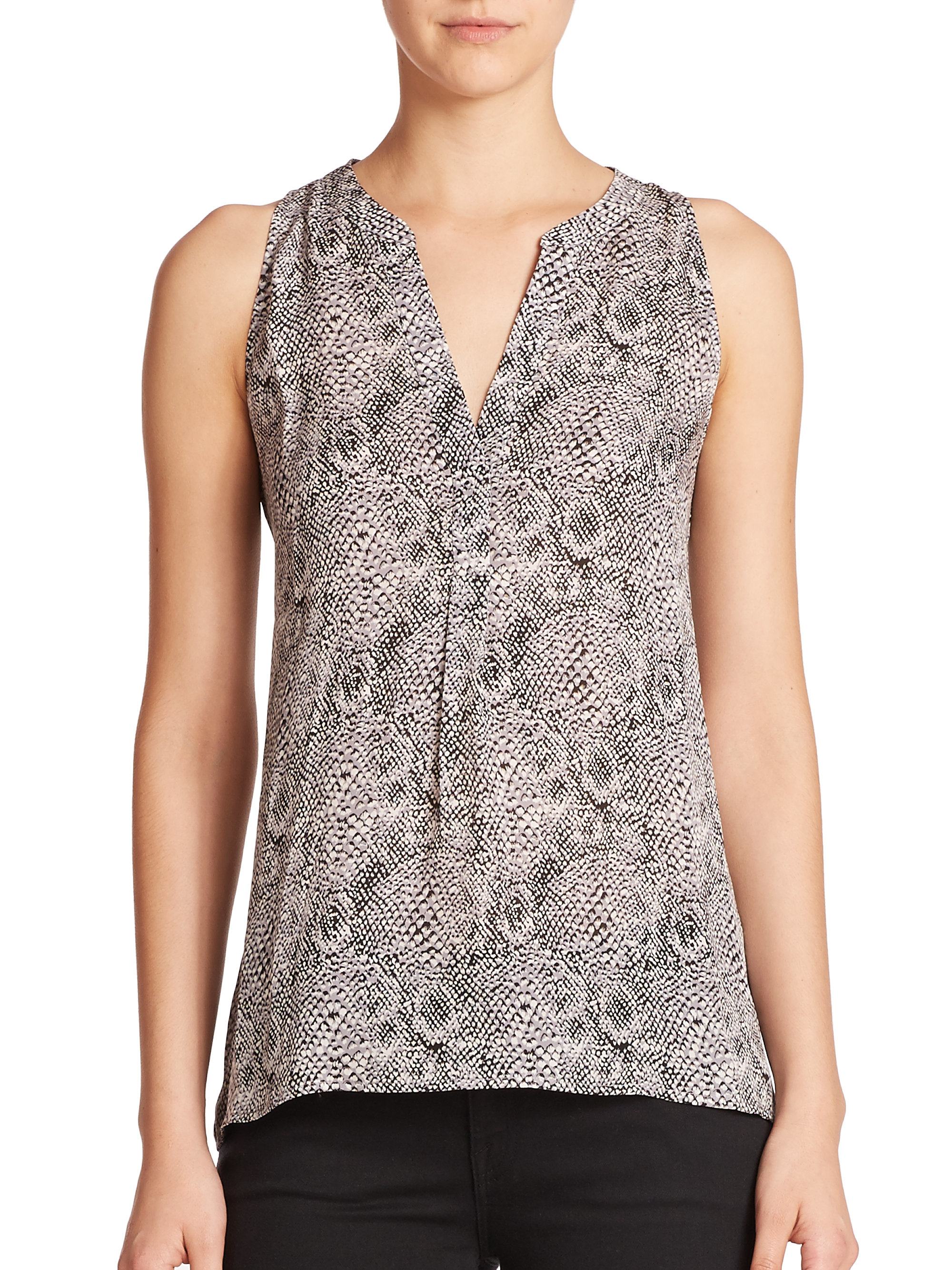 Lyst - Joie Aruna Silk Python-print Sleeveless Blouse in Gray