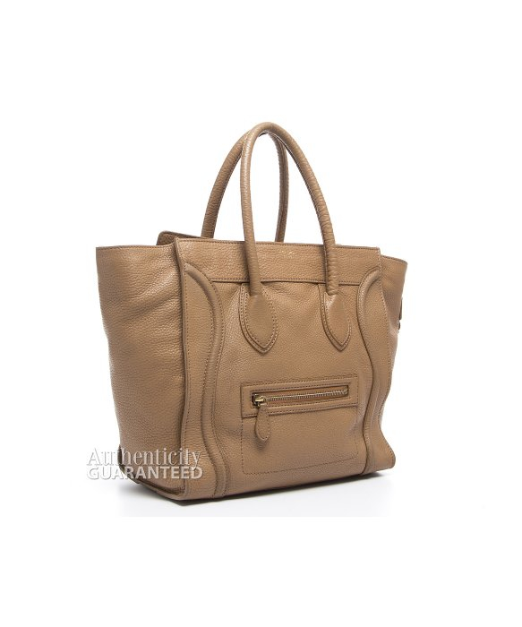 Cline Pre-owned Beige Pebbled Leather Mini Luggage Tote Bag in ...