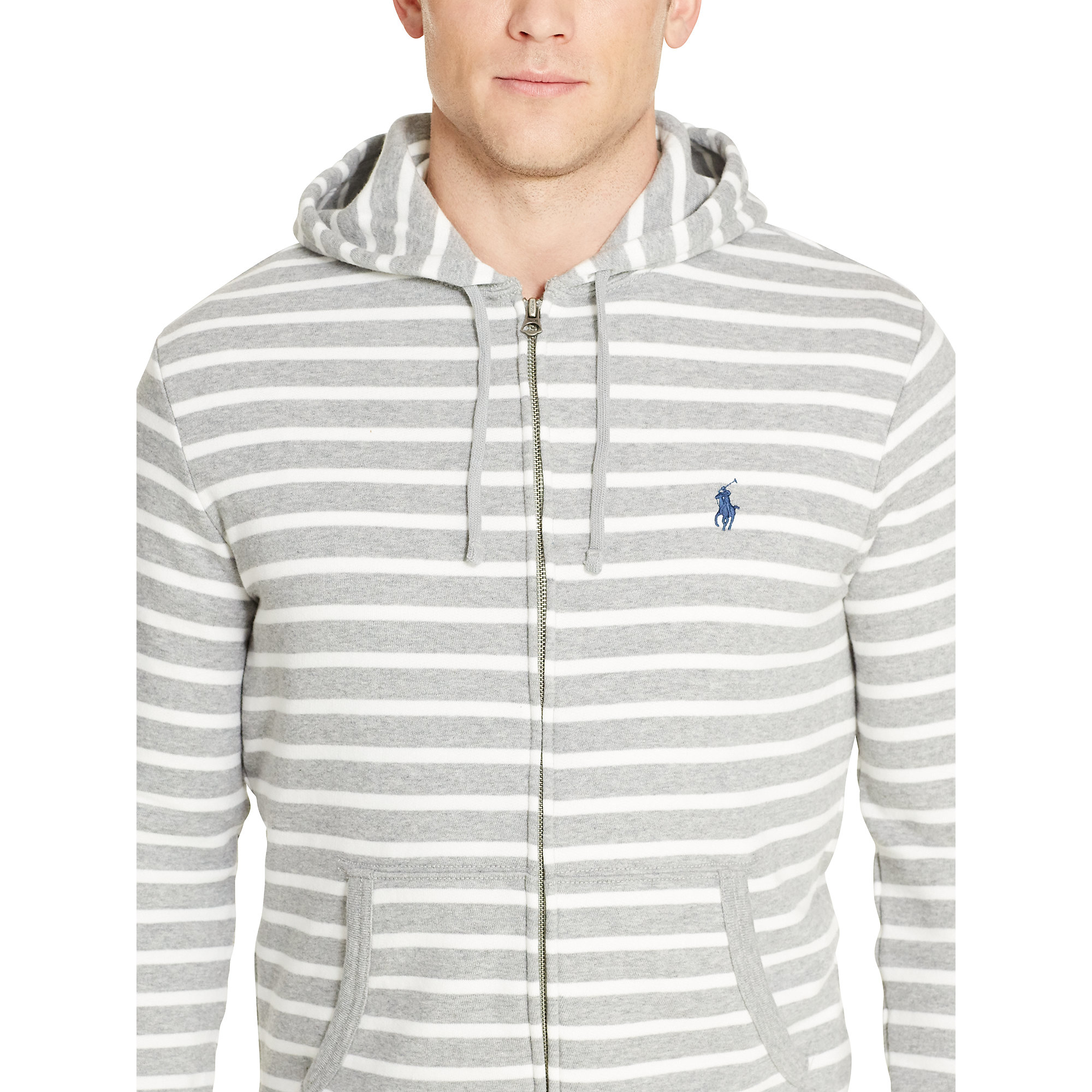 Lyst - Polo Ralph Lauren Striped French Terry Hoodie in Gray for Men