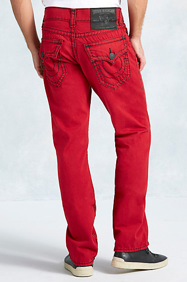True religion Hand Picked Straight Super T Mens Jean in Red for Men | Lyst