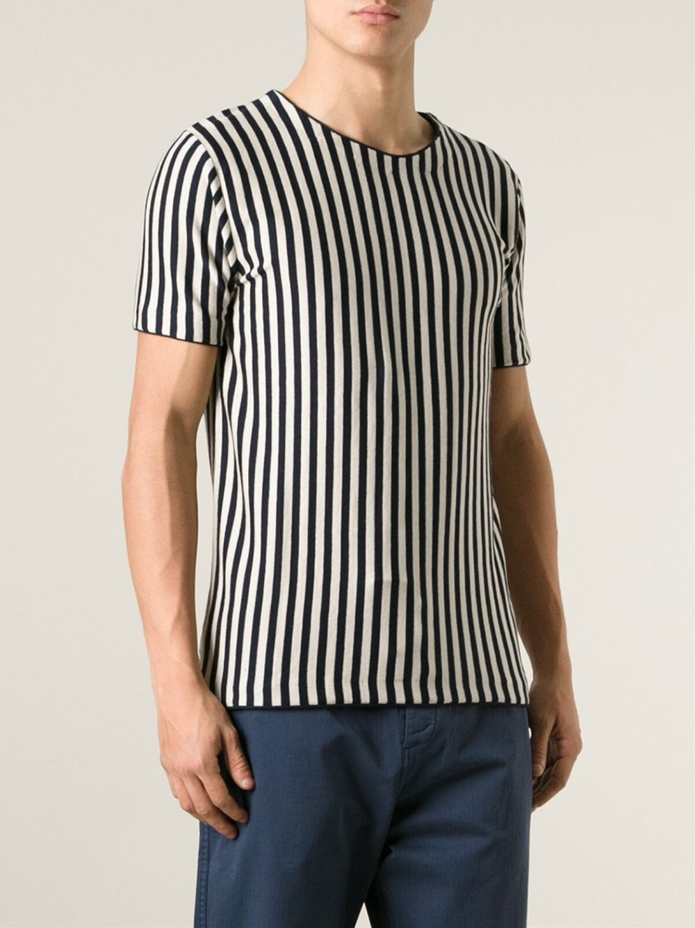 YMC Vertical Stripes T-Shirt in Blue for Men - Lyst