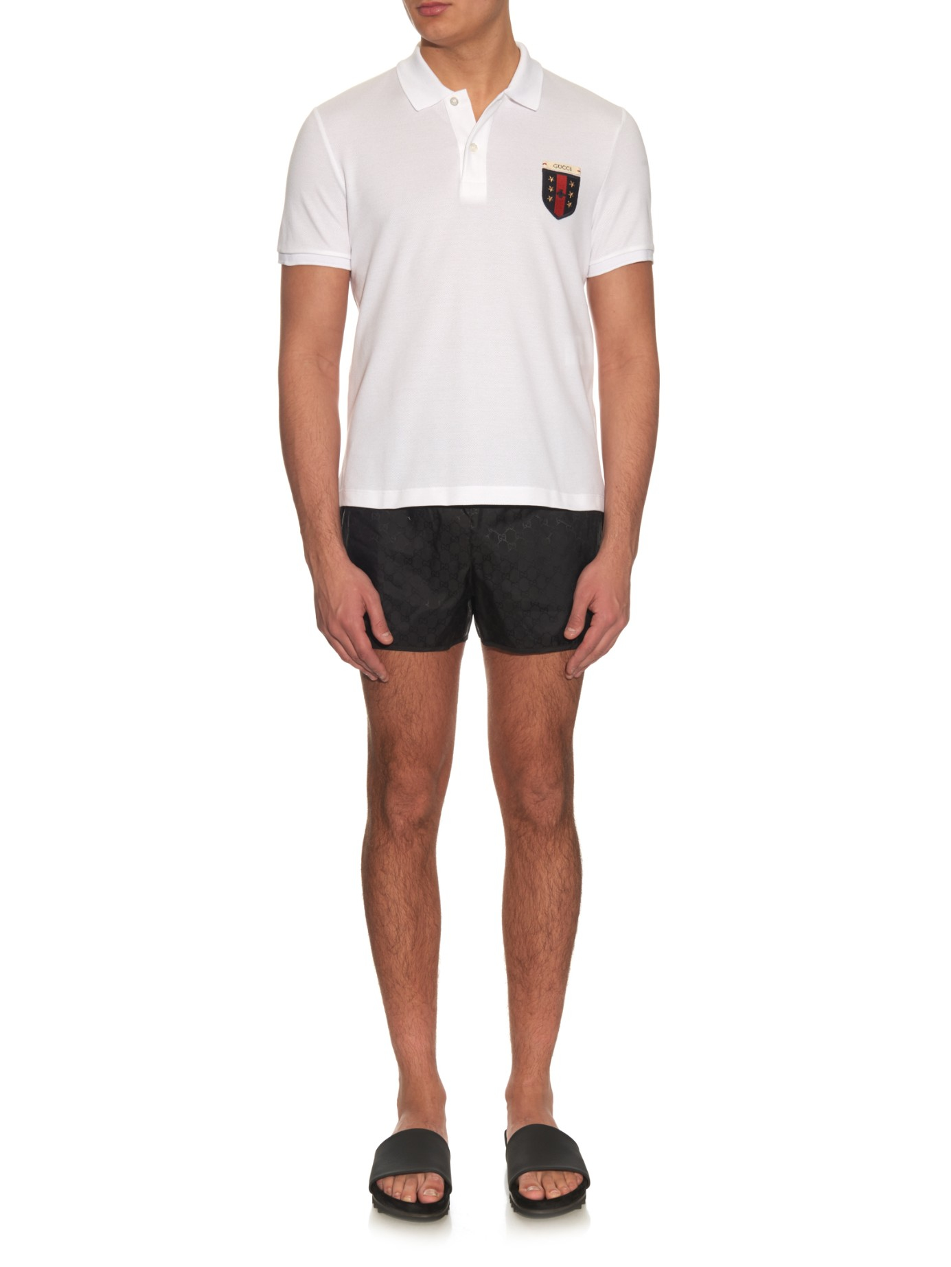 Lyst Gucci Logoprint Swim Shorts in Black for Men