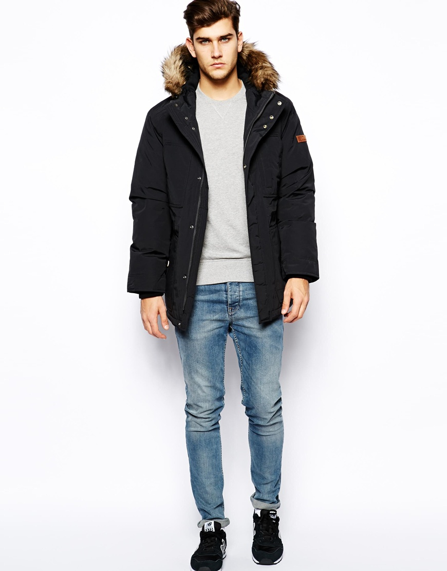 Lyst - Esprit Parka Jacket with Hood in Black for Men