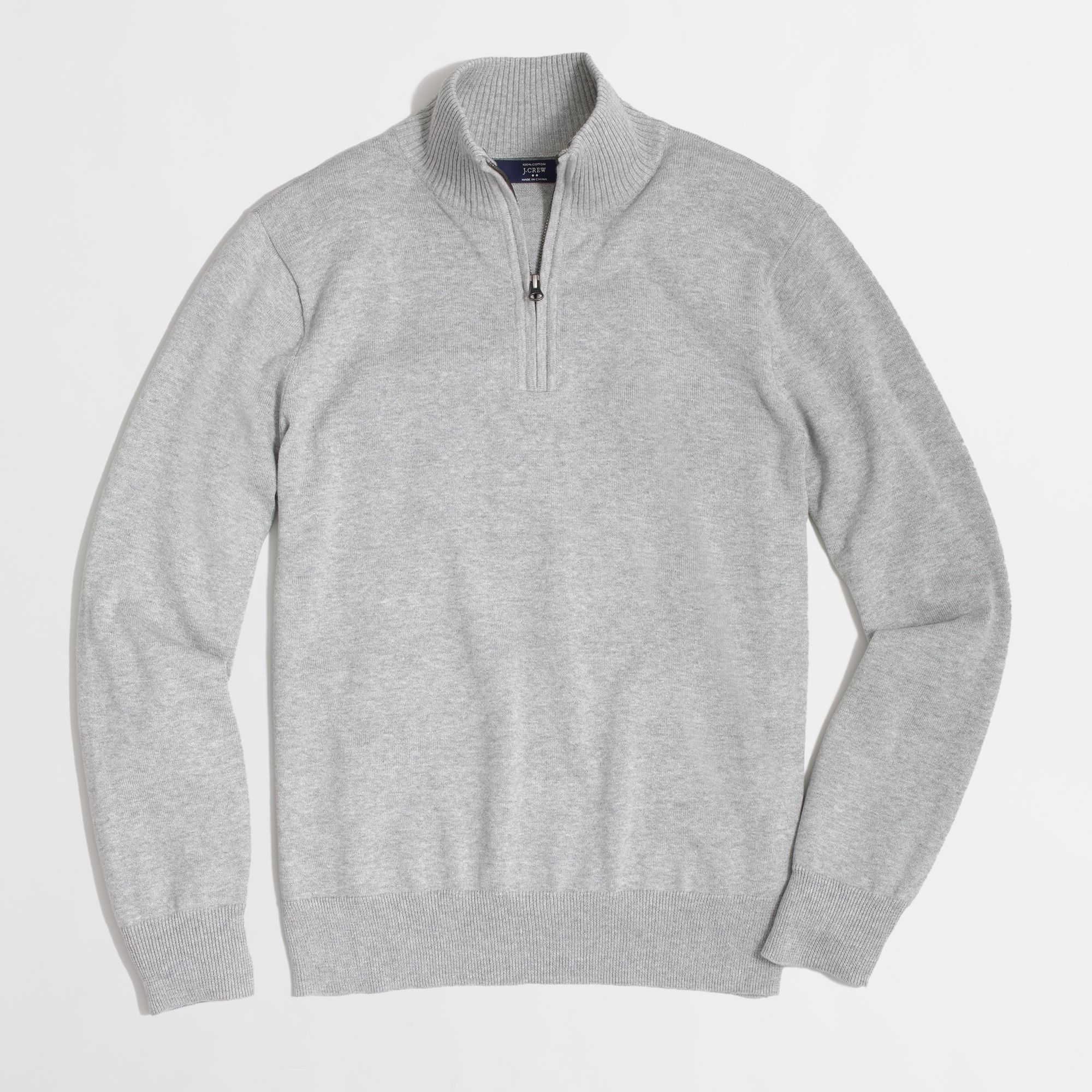 J.crew Factory Cotton Halfzip Sweater in Gray for Men (hthr grey) | Lyst