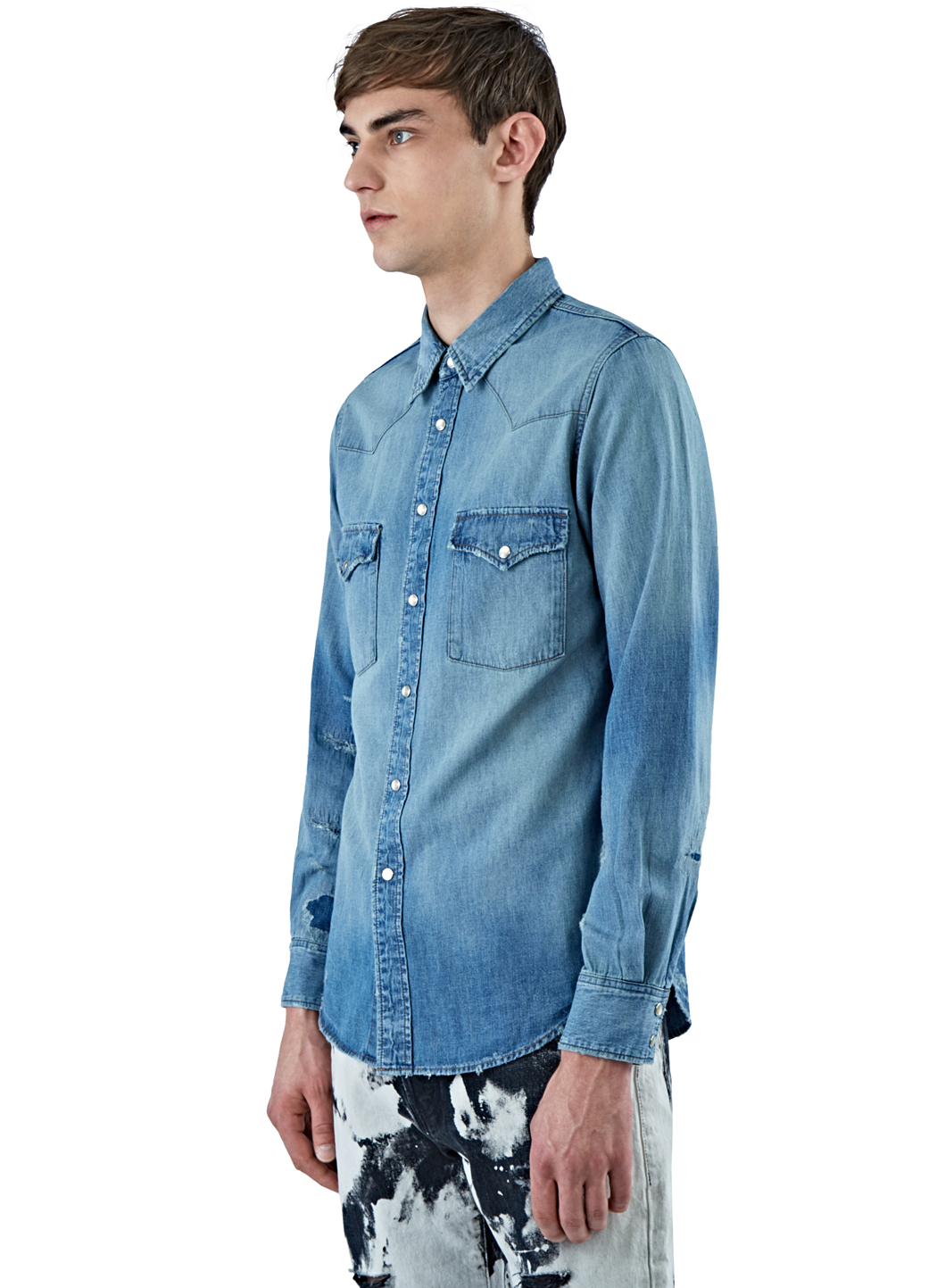 Joe Cotton Ford >> Saint Laurent Men's Oversized Western Denim Shirt In Blue in Blue for Men - Lyst Joe Cotton Ford >> Saint Laurent Men's Oversized Western Denim Shirt In Blue in Blue for Men - Lyst