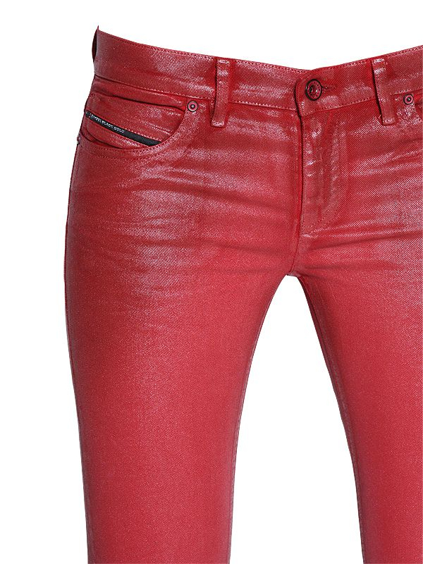 Lyst Diesel Black Gold Slim Coated Stretch Cotton Denim Jeans in Red