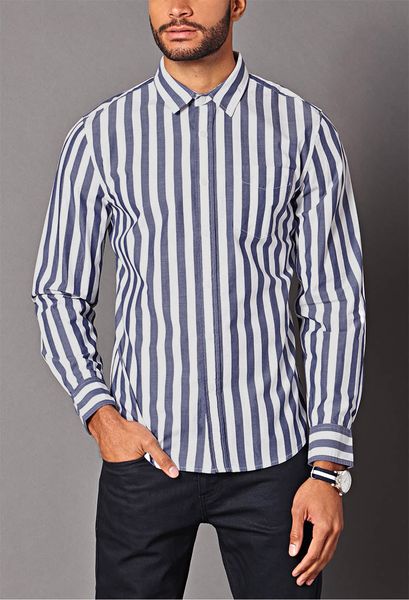 Forever 21 Vertical Striped Classic Fit Shirt in Blue for Men (WHITE ...
