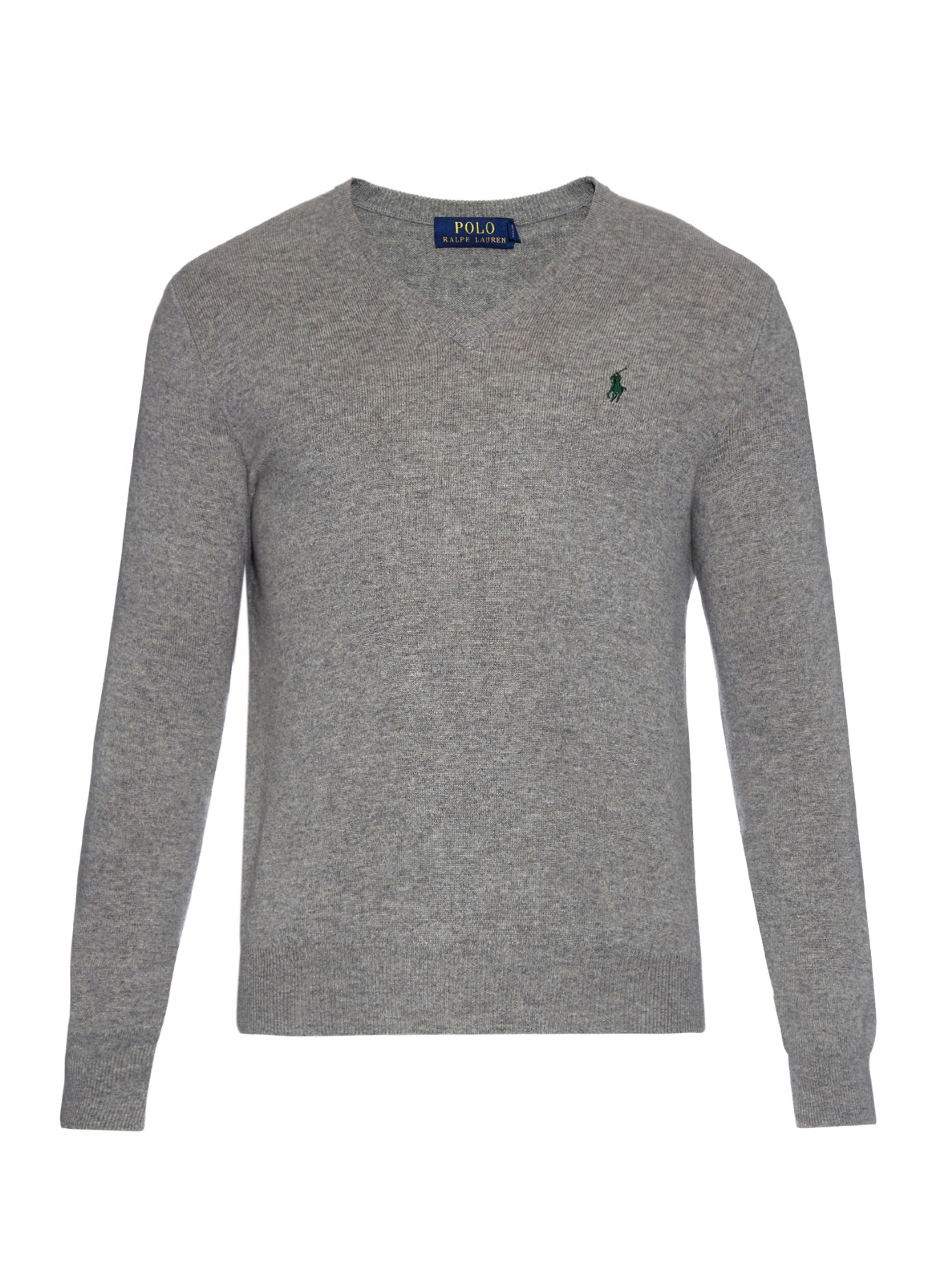 Lyst - Polo ralph lauren V-neck Long-sleeved Wool Sweater in Gray for Men