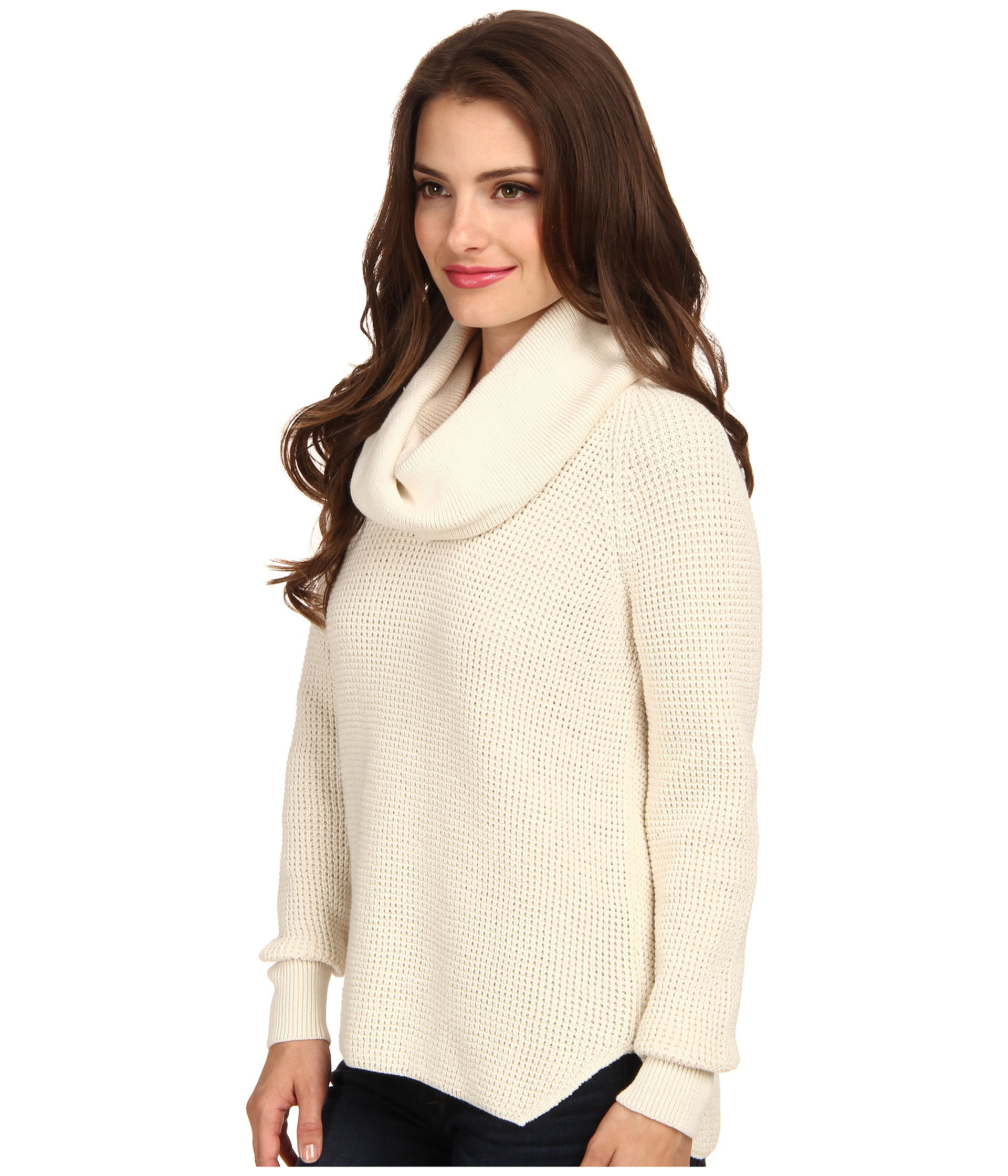 Michael michael kors Petite Thermal Cowl Neck Sweater in Beige (Cream ...