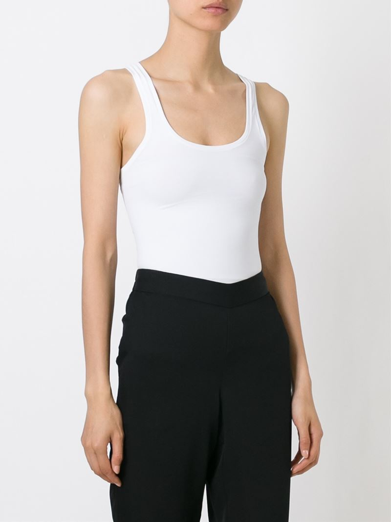Lyst - Theory Scoop Neck Tank Top in White