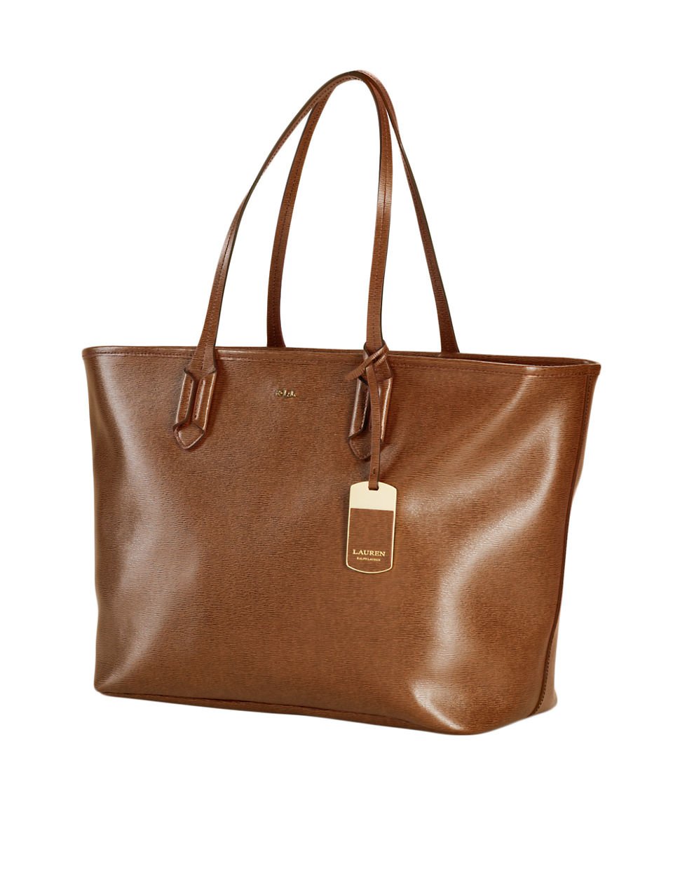 Lauren By Ralph Lauren Tate Classic Leather Tote Bag in Brown (LAUREN ...