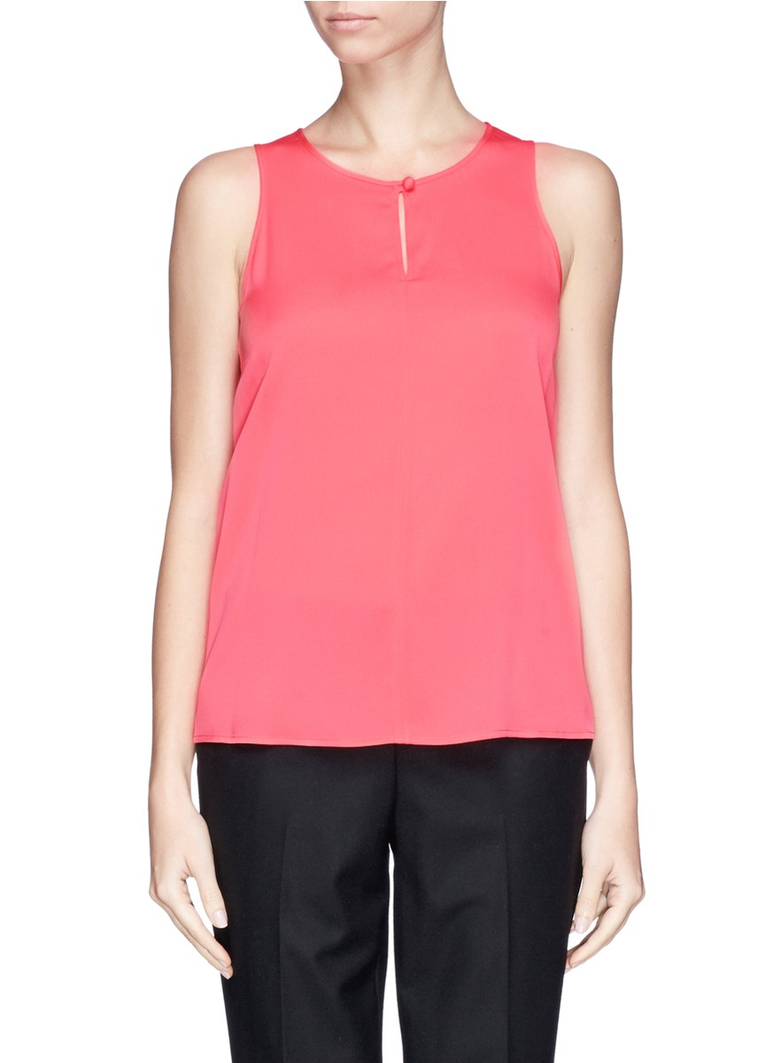 Lyst - Armani Sleeveless Stretch Silk Blouse in Pink