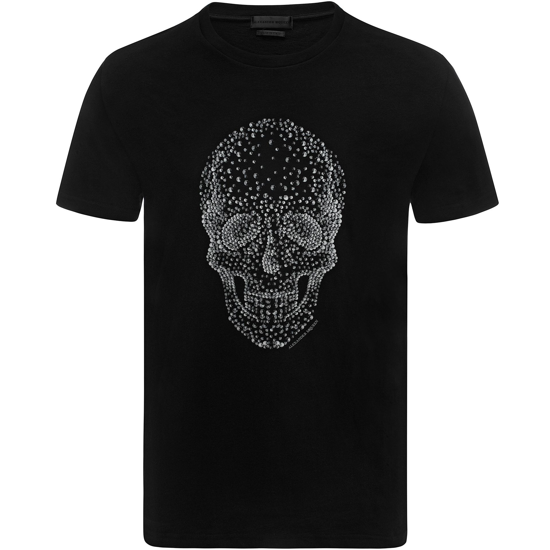 Alexander mcqueen Embroidered Skull T-shirt in Black for Men - Save 40% ...