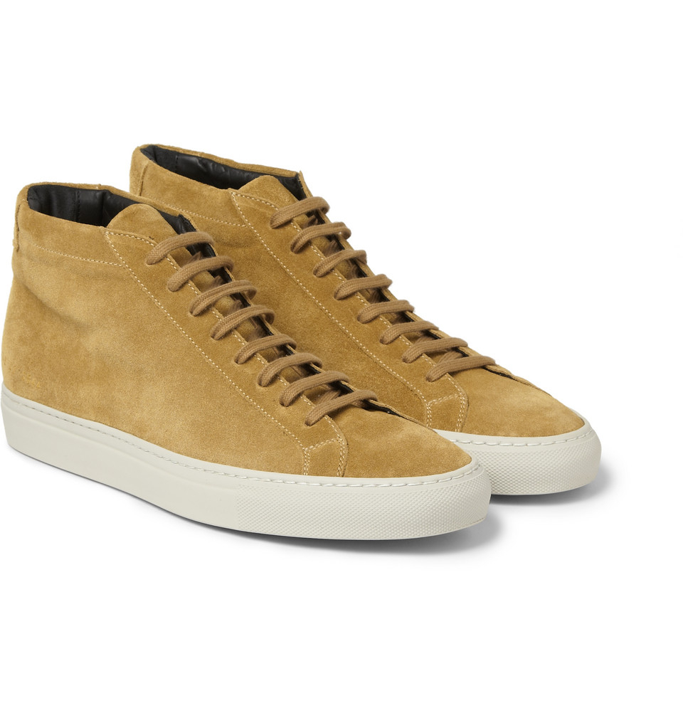Common Projects Original Achilles Suede High Top Sneakers in Brown for ...