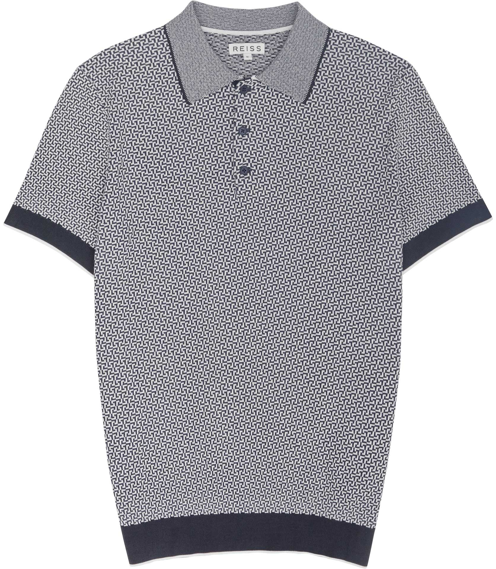 Lyst Reiss Folio Geometric Knitted Polo Shirt in Blue for Men