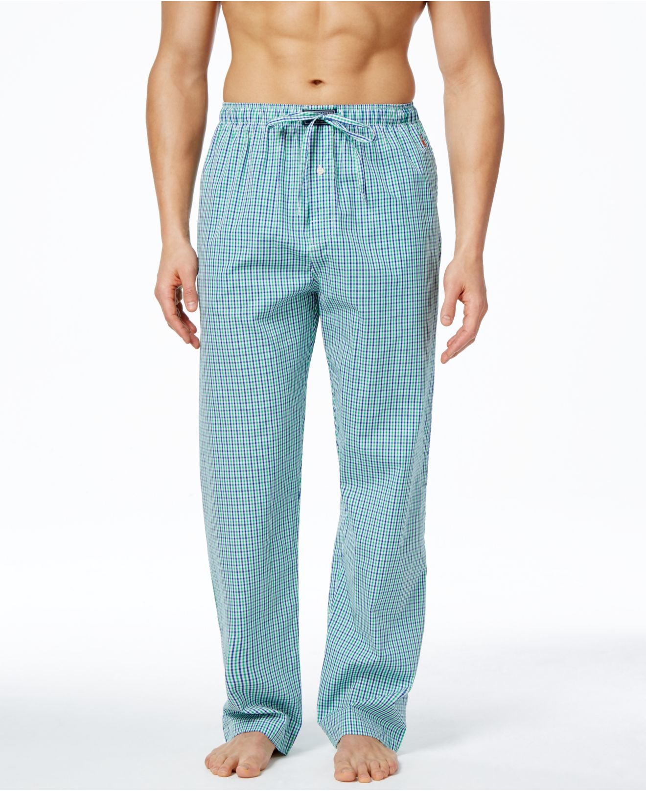 Lyst - Polo Ralph Lauren Men's Blue And Green Check Woven Pajama Pants ...