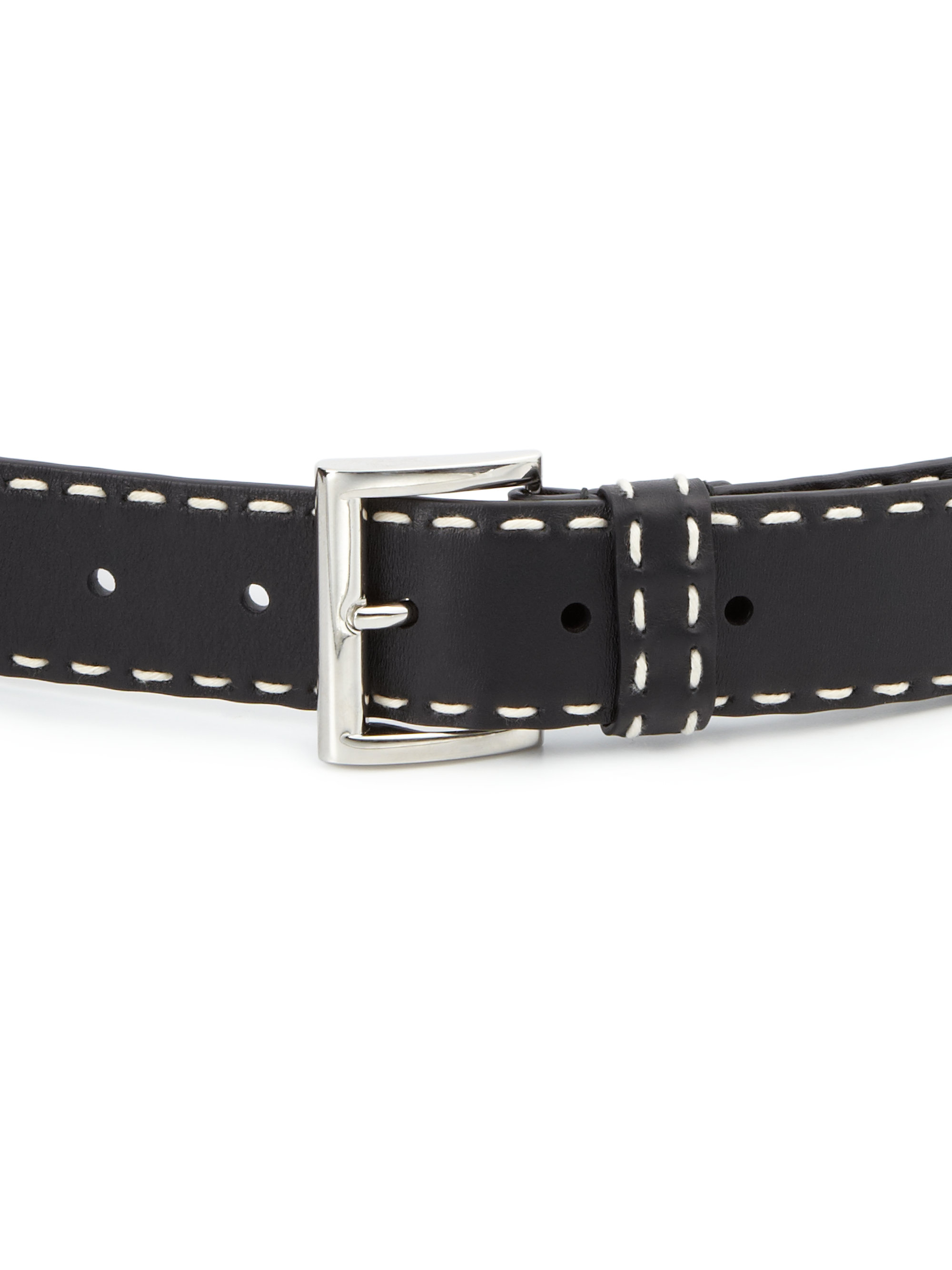 Prada Contrast-stitched Leather Belt in Black | Lyst  