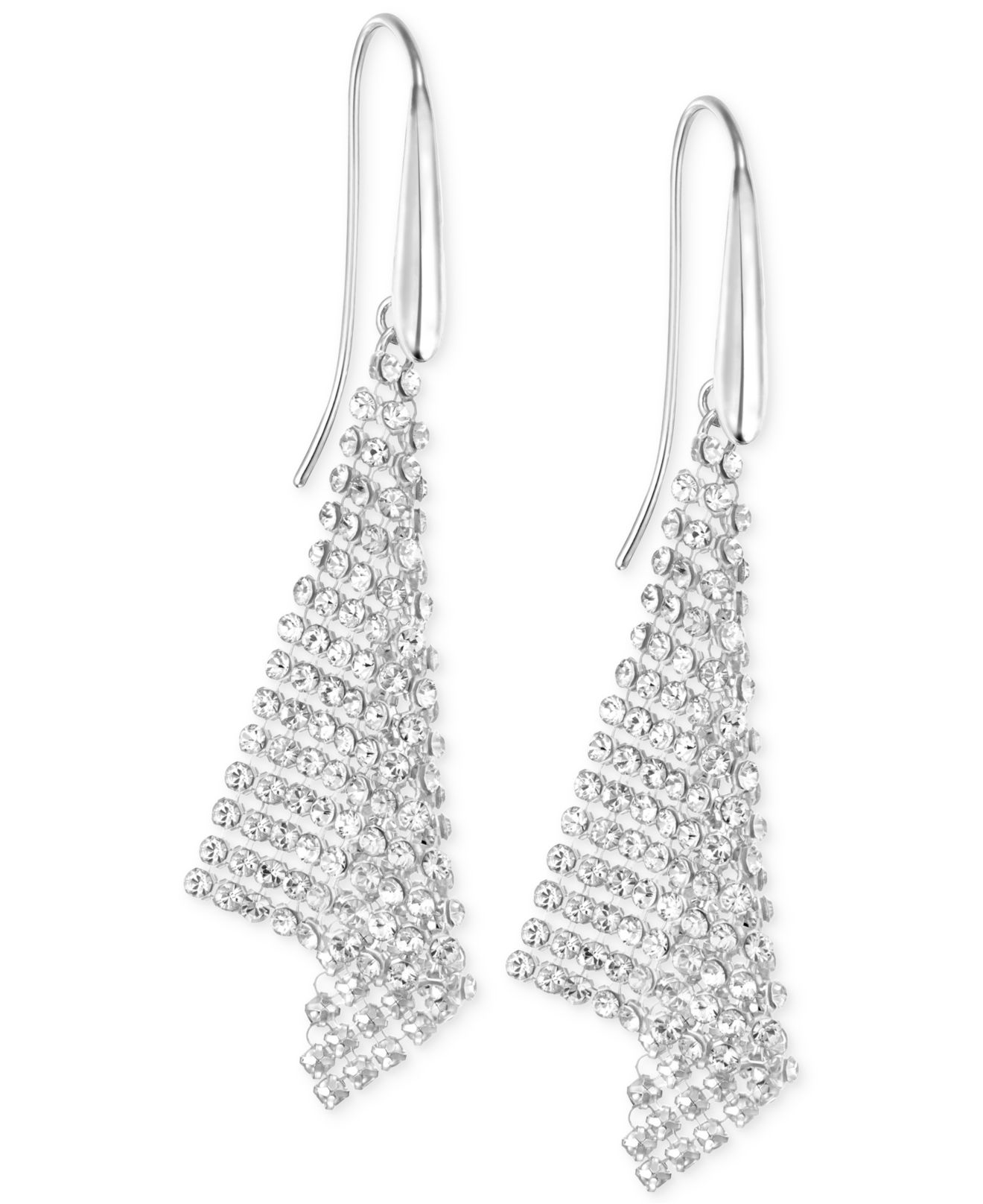 Lyst Swarovski Silver Tone Crystal Mesh Drop Earrings In Metallic Gallery
