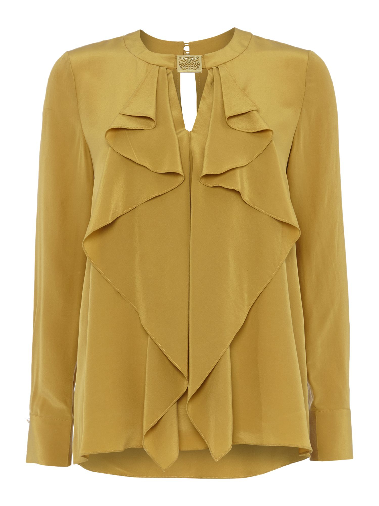 Biba Frill Front Blouse in Yellow (Amber) | Lyst