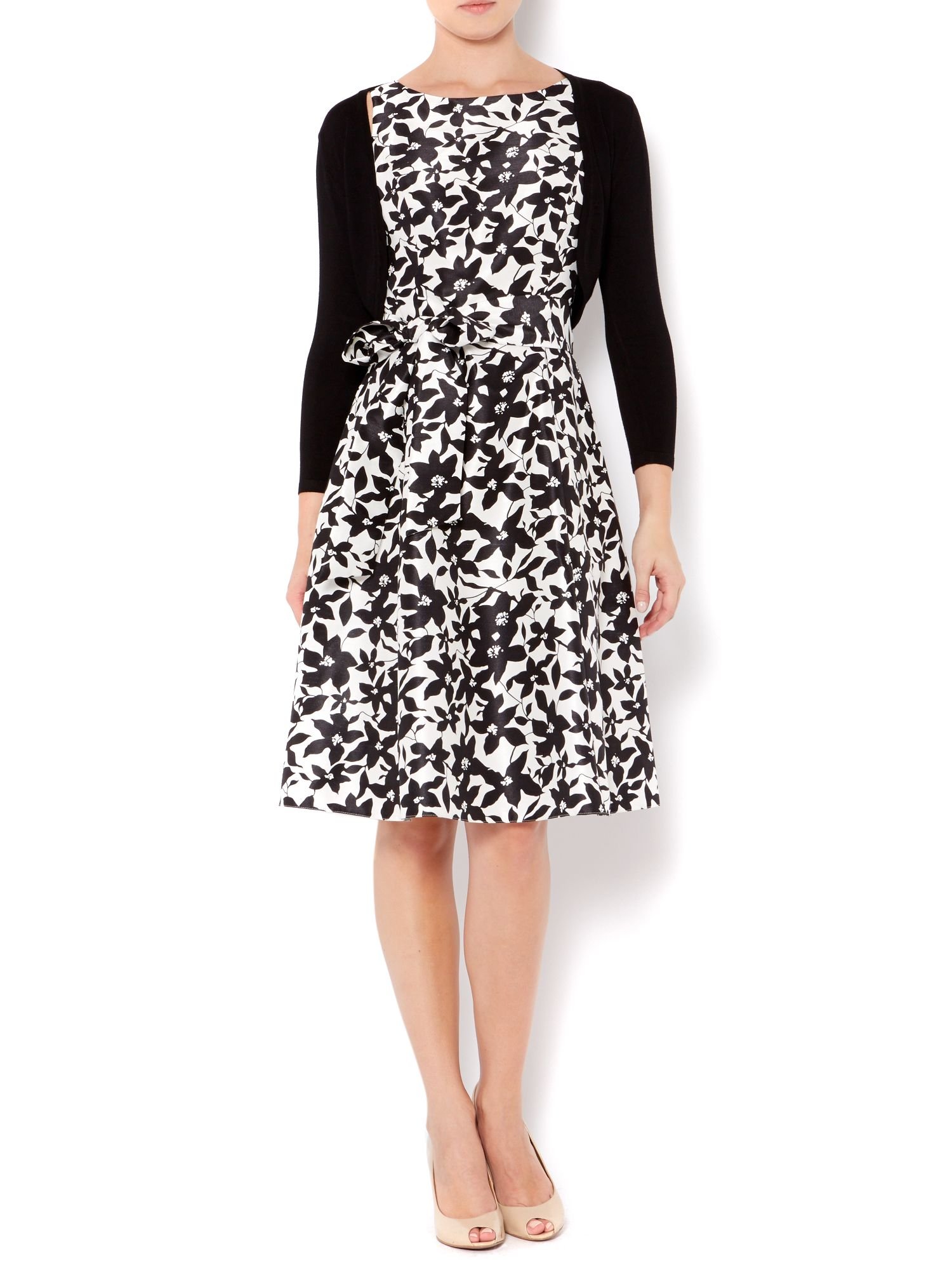 Dickins & jones Ladies Floral Tie Waist Occasion Dress with Shrug in ...