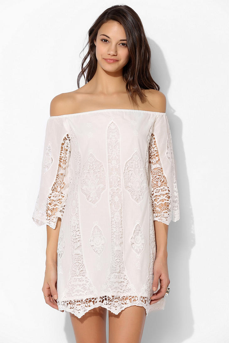 Staring at stars Staring At Stars Penny Crochet Shift Dress in White | Lyst