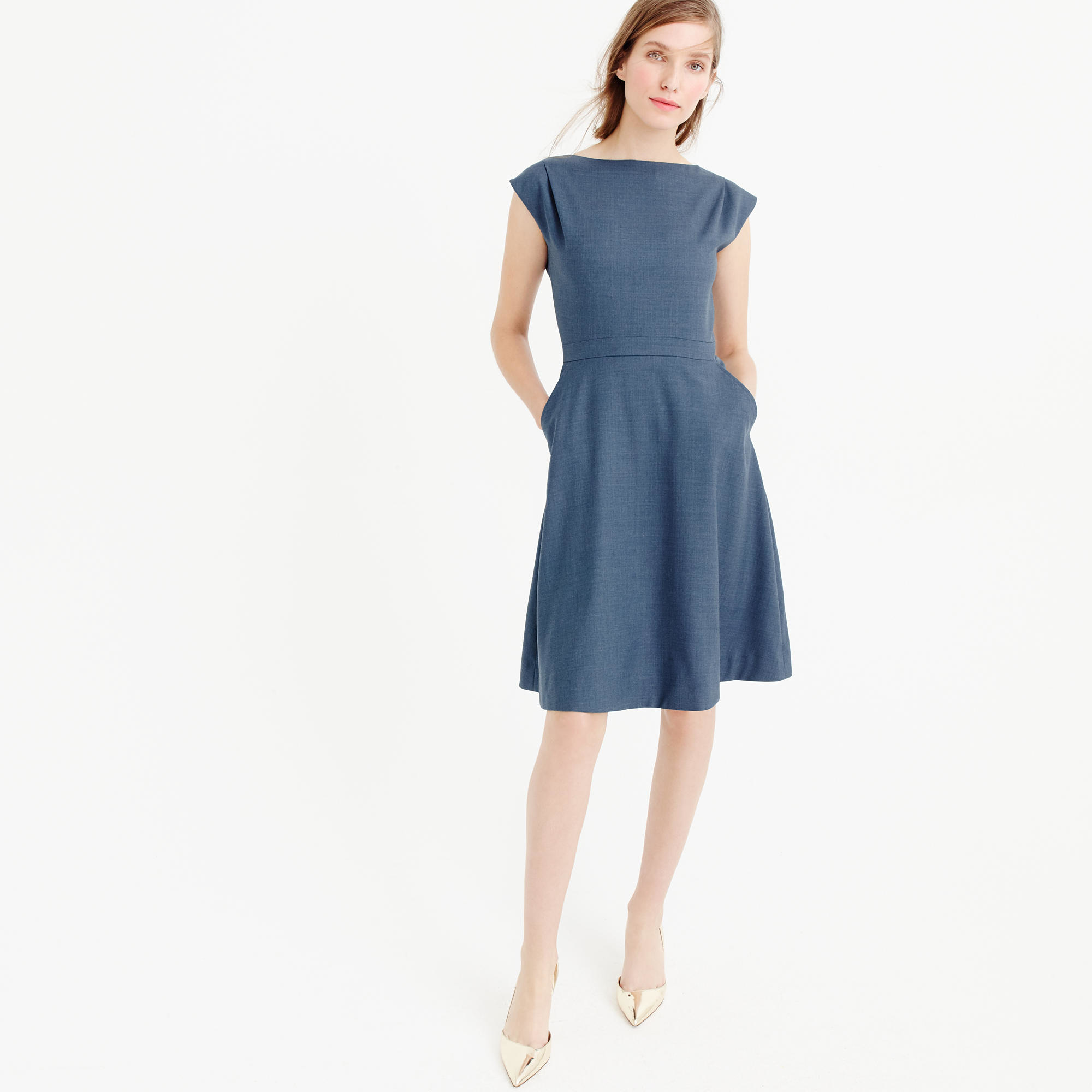 Lyst - J.Crew Cap-sleeve Dress In Super 120s Wool in Blue