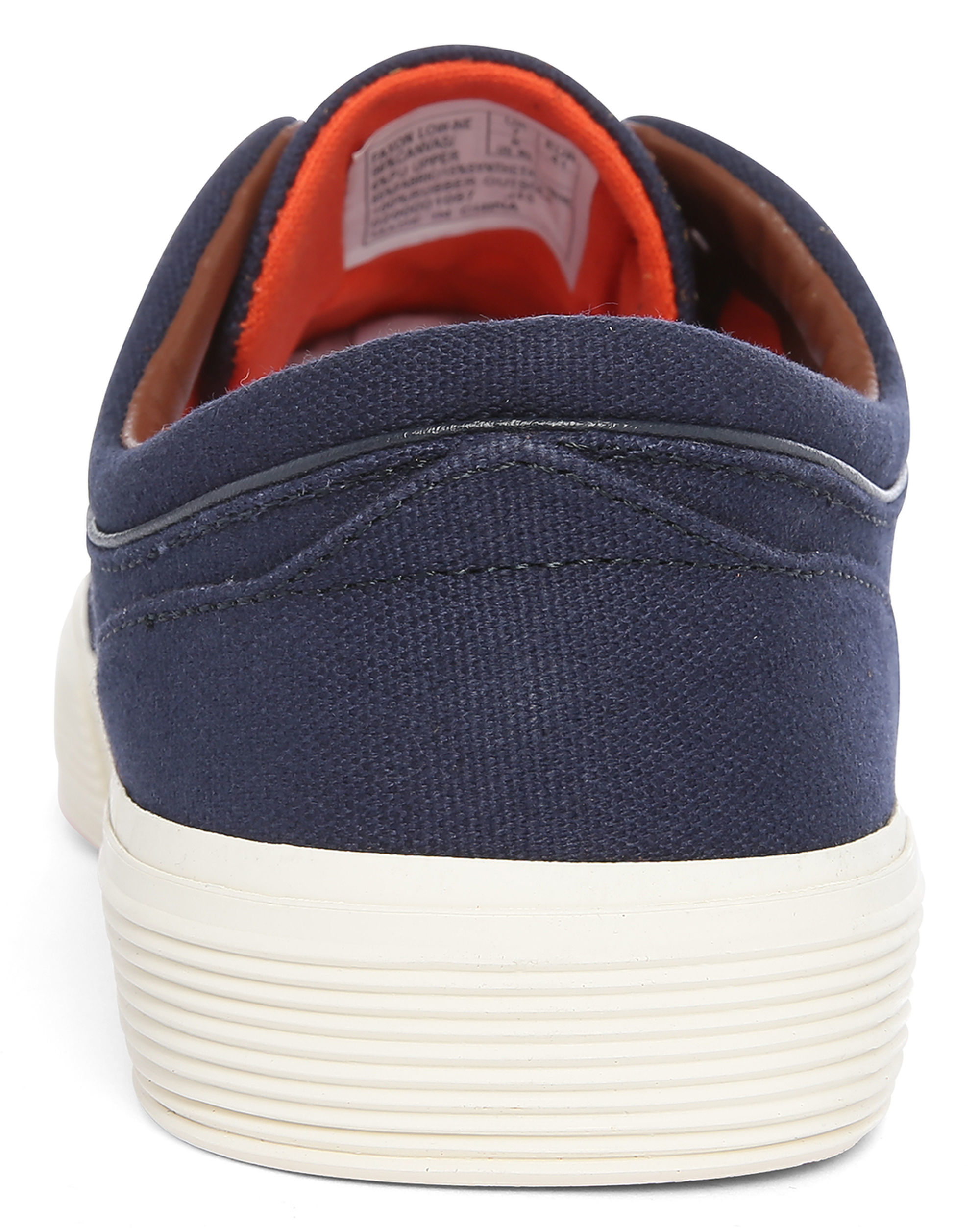 Polo ralph lauren Navy Faxon Canvas Sneakers With Orange Contrast in