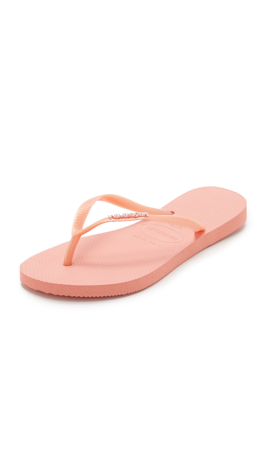 Lyst - Havaianas Slim Logo Metallic Flip Flops in Pink