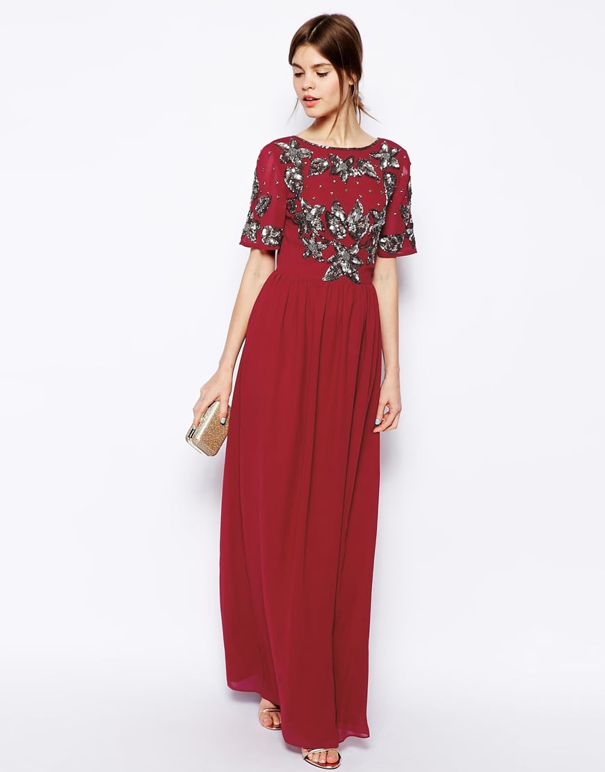 Lyst - Asos Embellished T-Shirt Maxi Dress in Red