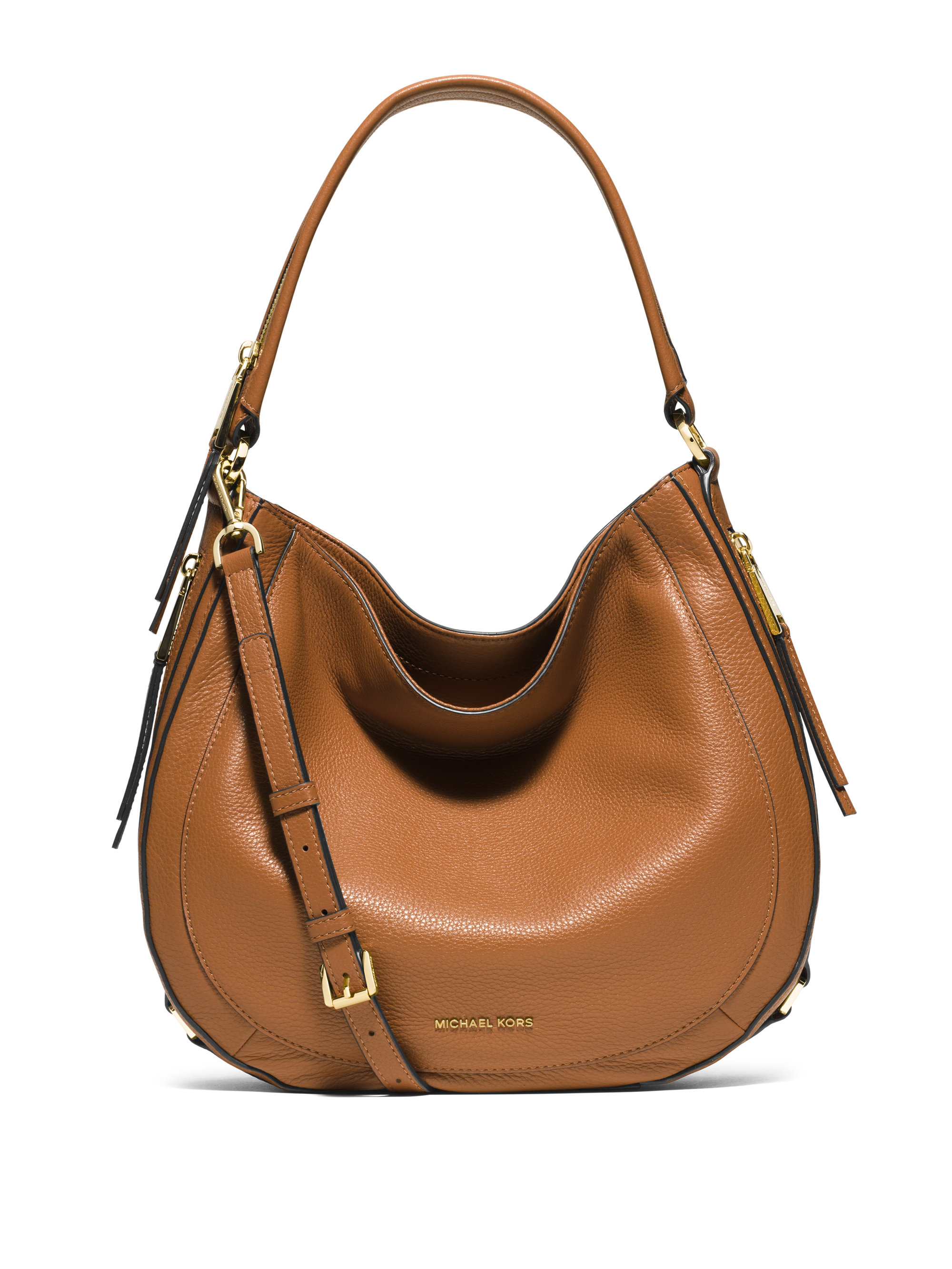 Lyst Michael Kors Julia Medium Leather Hobo Bag In Brown Gallery