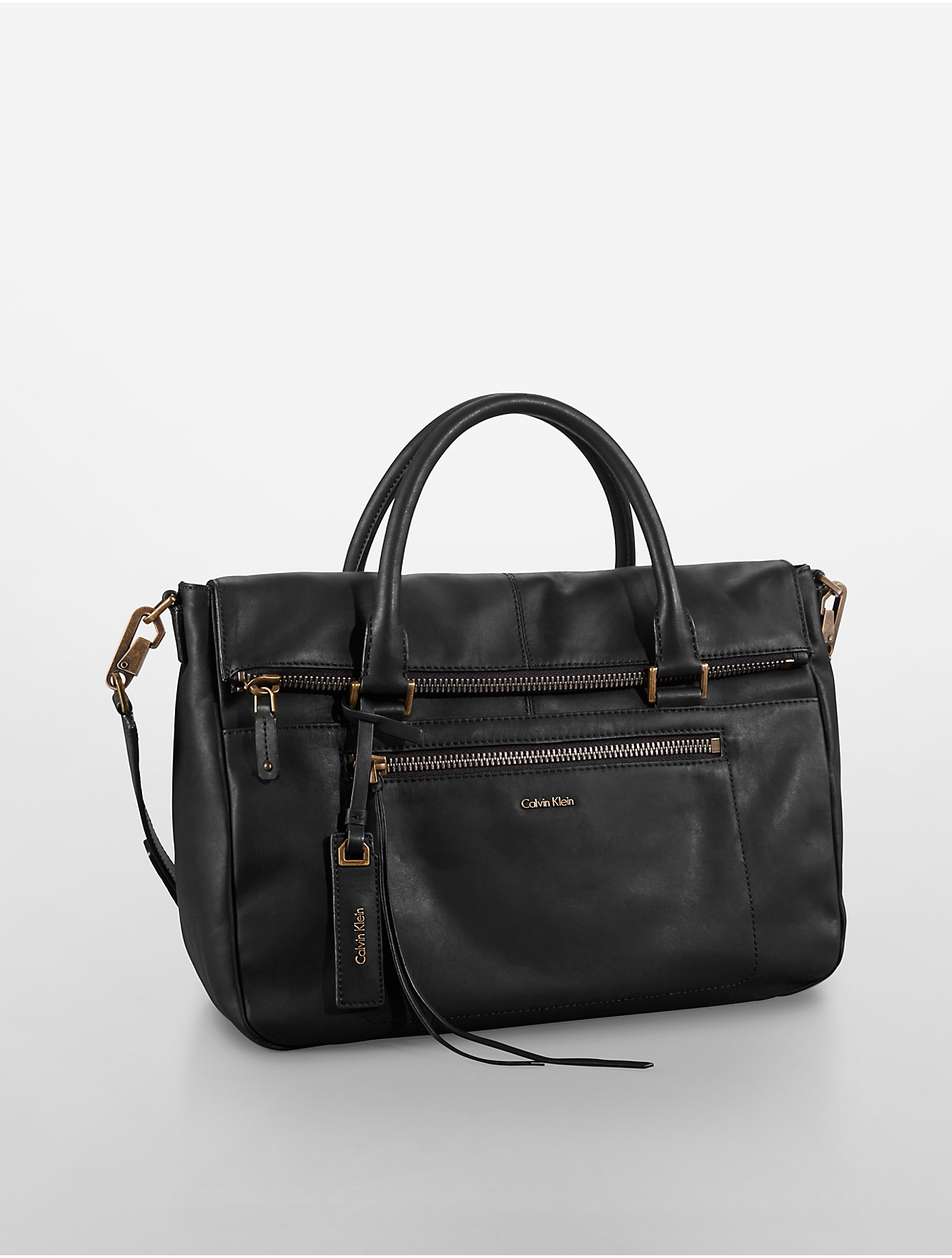 Lyst - Calvin Klein Jeans Aster Leather Satchel in Black