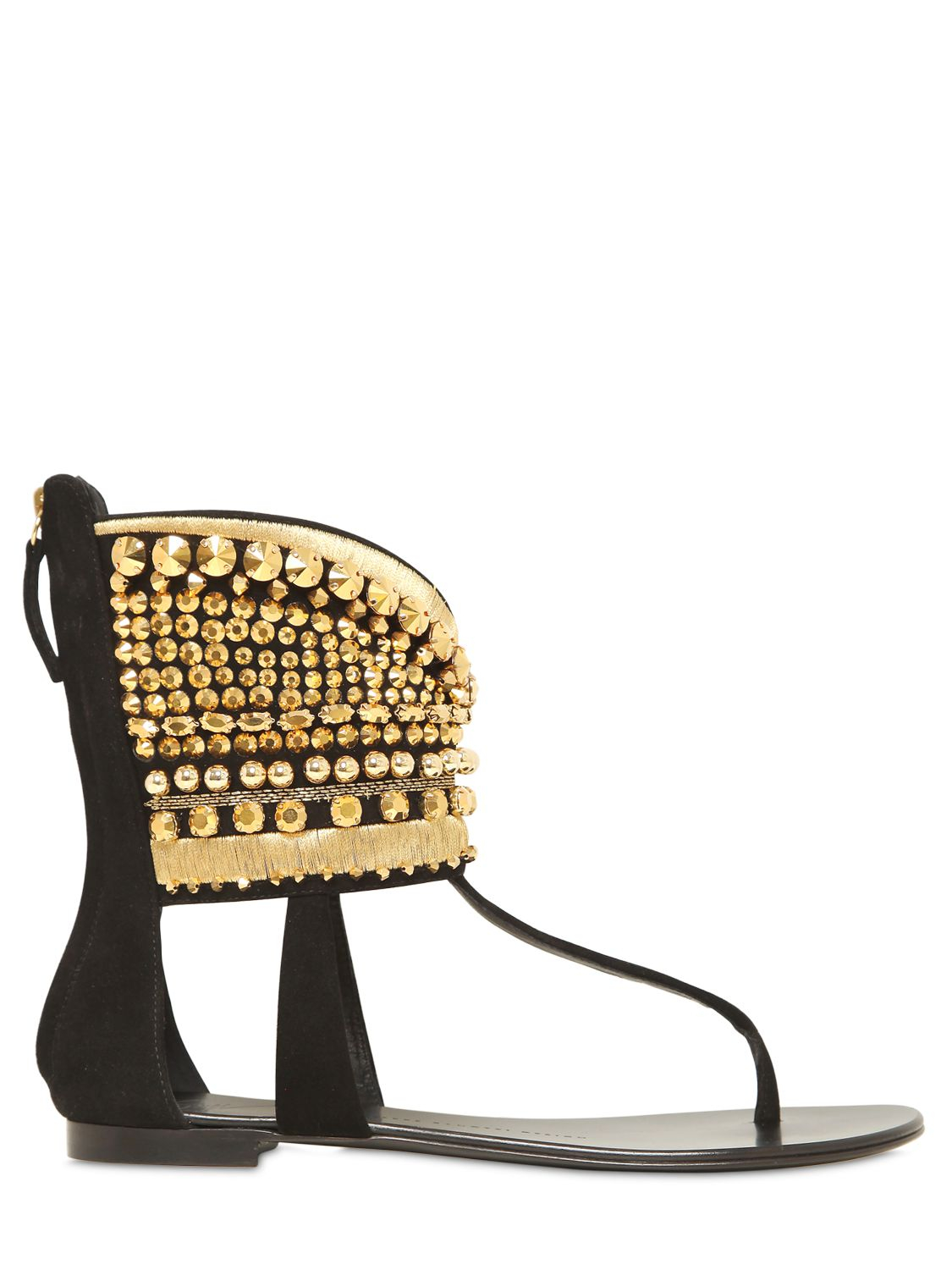 Lyst - Giuseppe zanotti 10mm Embellished Suede Cage Sandals in Metallic