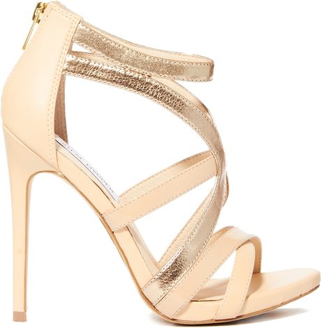 Steve Madden Blush Multi Strap Barely There Heeled Sandals in Beige ...