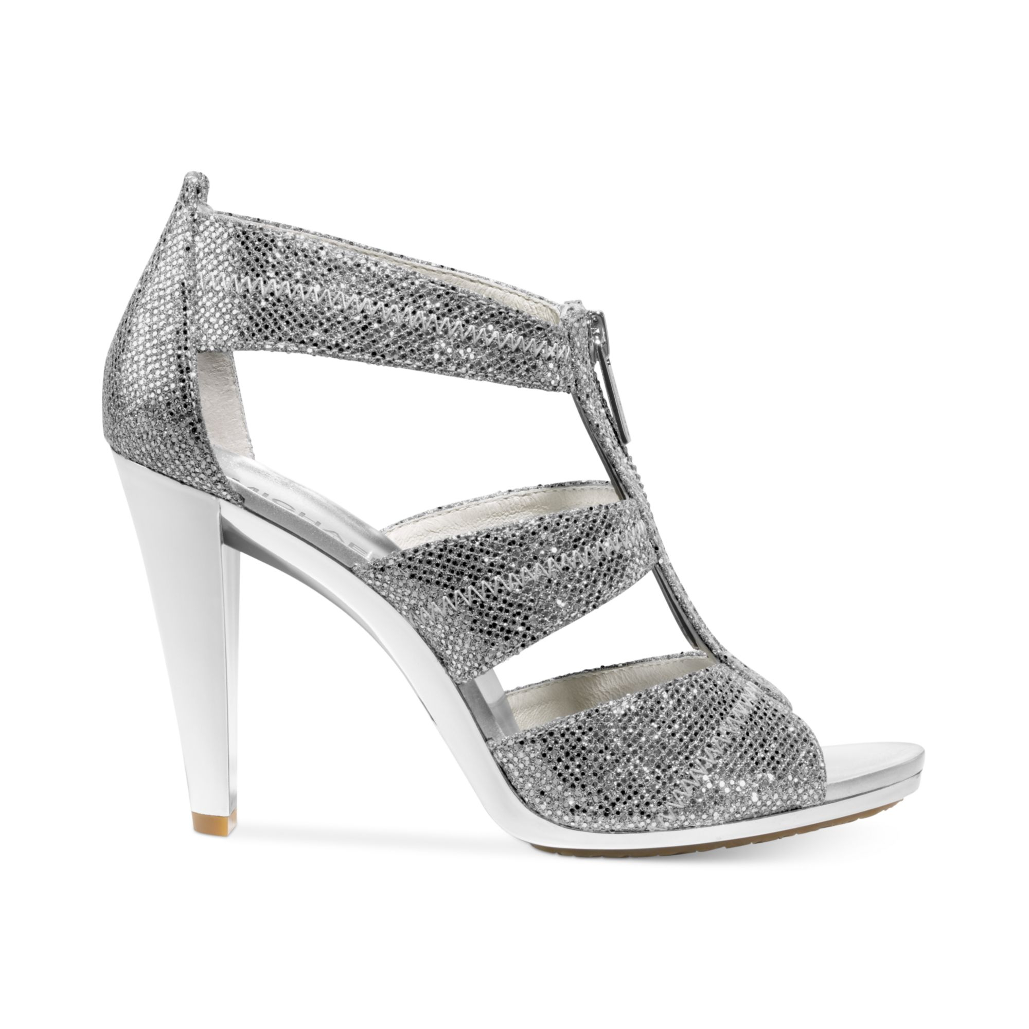 Michael kors Berkley Glitter  Zip Sandal  in Silver  Silver  