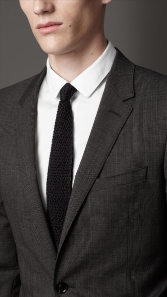 Burberry Slim Fit Virgin Wool Prince Of Wales Check Suit In Gray For Men Mid Grey Melange Lyst